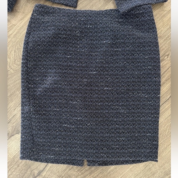 Calvin Klein Tweed Women 2- Piece Skirt Suit Set Size 14 Navy - Picture 8 of 11